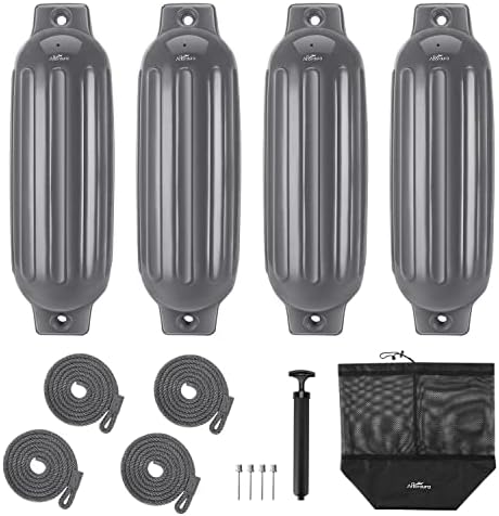 Affordura Boat Fender 4 Pack Boat Bumpers Fenders with 4 Ropes, Boat Bumpers for Pontoon Boat Fenders Inflatable
