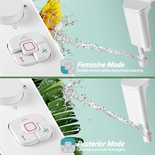 SAMODRA Bidet Attachment, Non-Electric Cold Water Bidet Toilet Seat Attachment with Pressure Controls, Retractable Self-Cleaning Dual Nozzles for Frontal & Rear Wash - White