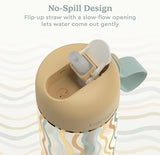 Bentgo Kids Water Bottle (Whimsy & Wonder Collection) - Leak-Proof Durable Tritan 15 oz. Cup for Kids/Toddlers 3+; Flip-Up Safe-Sip Straw for School, Sports, Daycare, Camp & More (Wavy)