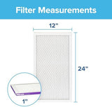 Filtrete 12x24x1 AC Furnace Air Filter, MERV 12, MPR 1500, CERTIFIED asthma & allergy friendly, 3 Month Pleated 1-Inch Electrostatic Air Cleaning Filter, 2-Pack (Actual Size 11.69x23.69x0.78 in)