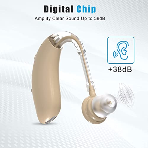 Rechargeable Hearing Aids For Seniors With Noise Cancelling and Volume Control Digital Hearing Amplifiers For Adults With Hearing Hearing Loss BTE Hearing Aids sound amplifiers for seniors