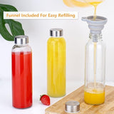 Zukro Glass Water Bottles with Lids 18 oz, Reusable Clear Juice Bottles With Stainless Steel Airtight Cap for Juicing, 100% Leak Proof Juice Drinking Jar for Refrigerator, BPA Free, Set of 12