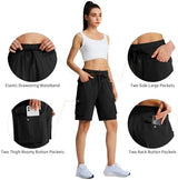 Women's 9" Hiking Cargo Shorts Quick Dry Lightweight Summer Shorts for Camping Travel Golf 6 Pockets