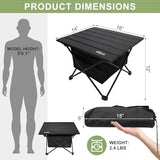 Folding Camping Table, Compact Ultralight Aluminum Design Portable Camping Table with with Storage Basket and Carring Bag for Camping Hiking BBQ Picnic Outdoor Cooking 16" Black