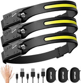 Headlamp Rechargeable, 230° Wide Beam Head Lamp, Motion Sensor LED Head lamp, 5 Modes Headlamps for Adults, Bright Head Lights for Forehead, Outdoor Camping Headlight