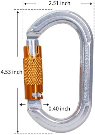 SOB Auto Locking Climbing Carabiner Clips,Heavy Duty Asymmetrical Carabiner Connector Used for Rappelling Gear Rescue Outdoor Projects Dog Leash