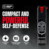 Police Magnum Compact Pepper Spray Self Defense- Tactical Maximum Heat Strength OC- Small Discreet Carry Canister- Made in The USA