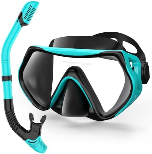 Snorkeling Gear for Adults, Dry-Top Snorkel Set Scuba Diving mask, 180°Panoramic Wide View Professional Snorkeling Gear Breathing Freely Snorkel Mask