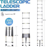 Extension Ladder, 20.3FT RIKADE Aluminum Telescoping Ladder with Non-Slip Feet, Portable Telescopic Ladder for Household and Outdoor 330lb Capacity