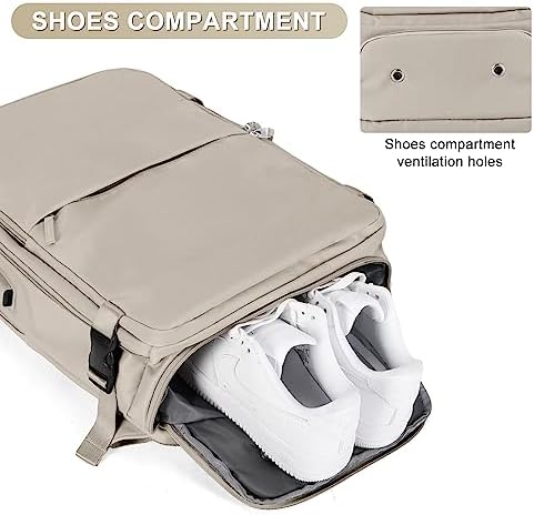 coofay Laptop Travel Backpack For Women Men Airline Approved Carry On Bags For Airplanes Underseat Luggage Backpack For Traveling On Airplane Personal Item Travel Bag For Airlines Light Brown