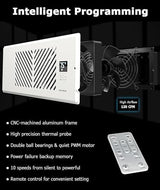 AirBlaze Z4, Quiet Register Booster Fan Fits 4”x12” Register Holes, Smart Vent Booster Fan with Thermostat & Remote Control, 10-Speed Control Heating Cooling AC Vent (White)