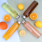 [10 Pack]18 oz Glass Water Bottles with Lids, Juice Bottles, Clear glass juice bottle for juicing, Eco-Friendly Reusable Glass Juicing Bottles with Stainless Steel Lid, BPA Free,Leak-Proof
