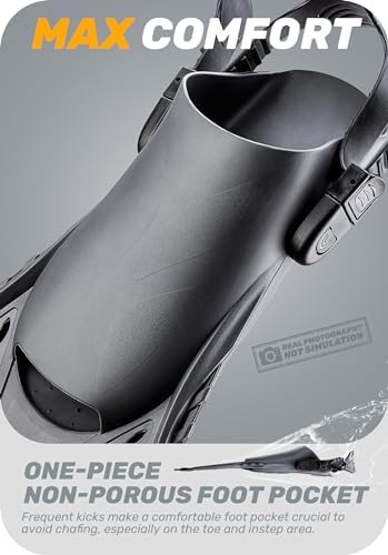 CAPAS Snorkel Fins, Swim Fins Travel Size Short Adjustable for Snorkeling Diving Adult Men Women Kids Open Heel Swimming Flippers