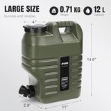 Camping Water Jug, Camping Water Container,3.17 Gallon BPA Free Water Storage with Spigot, Large Water Tank,Portable Emergency Water Storage for Camping,Car, Hiking, Hurricane Supplies.Green
