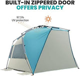 OutdoorMaster Beach Tent for 3-4 Person - Easy Setup and Portable Beach Shade Sun Shelter Canopy with UPF 50+ UV Protection Removable Skylight Family Size
