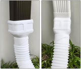7ft Long Gutter Downspout Extensions, 3” Gutter Downspout Extender Pipe for 2"×3" Downspout and 3"×4"Downspout, Flexible Pipe Stretched Length 7ft, White,2-Pack