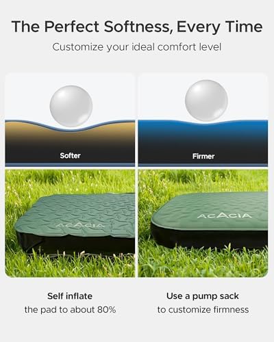 ACACIA 4.3" Thick Self Inflating Sleeping Pad with Foam | Innovative Y-Shaped Telescopic Structure | Ultraportable Camping Mattress | Outdoor Compact Air Mat for Tent Car |