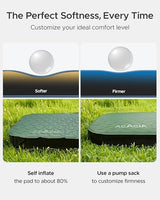 ACACIA 4.3" Thick Self Inflating Sleeping Pad with Foam | Innovative Y-Shaped Telescopic Structure | Ultraportable Camping Mattress | Outdoor Compact Air Mat for Tent Car |