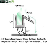 2-Pack Ultra Clear Shower Door Bottom Seal (1/4'' X 39'', Polycarbonate) Frameless Glass Shower Door Seal Strip Shower Door Sweep - Stop Shower Leaks and Create a Water Barrier