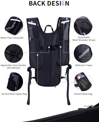 Hydration Backpack with 2L Water Bladder, Hiking Water Backpack for Women Men, Lightweight Cycling Daypack with Phone Pocket & Helmet Net Bag, Hydration Pack for Biking, Running, Skiing