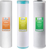 iSpring F3WGB32BKS 4.5” x 20” 3-Stage Whole House Water Filter Set Replacement Pack with Sediment, GAC+KDF, and CTO Carbon Block Cartridges, Fits WGB32B-KS