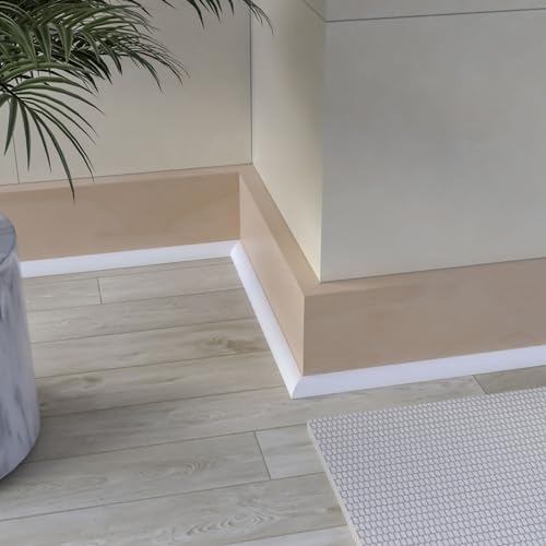 Flexible Quarter Round Molding, Mini Peel and Stick Rubber Trim Molding for Wall Edge Floor Corner,Staircase Cabinet Tub Edge (White, 240Inch)