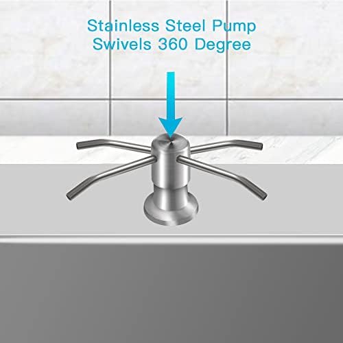 Dish Soap Dispenser for Kitchen Sink (Brushed Nickel), Countertop Sink Soap Dispenser Water Pump with 47” No-Spill Extension Tube Kit Design for Kitchen Bathroom, No More Refills （Sliver）