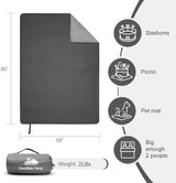 Fleece Waterproof Outdoor Blanket, Windproof Stadium Blanket for Camping, Picnics, and Sports Stay Dry and Comfortable 80"x58"