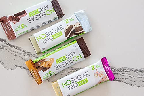 No Sugar Keto Bar Snack - Low Carb No Sugar Keto Snack Food with Keto Friendly Macros (12 x 1.41oz Bars, Chocolate Chip Cookie Dough)
