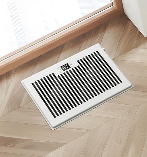 Quiet Register Booster Fan Fits 6" x 10" (DUCT OPENING CUTOUT), 10-Speed Smart Heating Cooling AC Vent Booster Fan w/Remote Control & Thermostat Control (White) - Corded