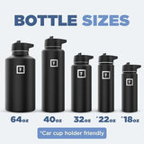 IRON °FLASK Camping & Hiking Hydration Flask with 3 Lids - Stainless Steel, Double Walled & Vacuum Insulated Water Bottle - Leak Proof & BPA Free (Morning Mist, Straw - 22 oz)