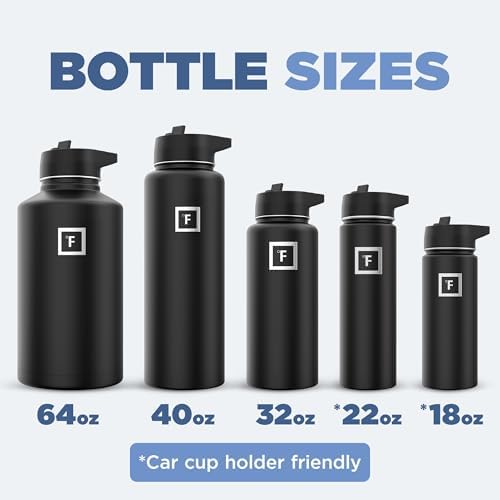 IRON °FLASK Camping & Hiking Hydration Flask with 3 Lids - Stainless Steel, Double Walled & Vacuum Insulated Water Bottle - Leak Proof & BPA Free (Emerald Chrome, Straw - 22 oz)