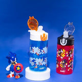 Zak Designs Sonic the Hedgehog Sage Kids Water Bottle For School or Travel, 16oz Durable Plastic Water Bottle With Straw, Handle, and Leak-Proof, Pop-Up Spout Cover, 2-Pack Set (Sonic & Shadow)