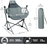 TIMBER RIDGE Hammock Camping Chair with Adjustable Backrest, Heavy Duty Folding Hammock Chair Supports 300lbs, Portable Hammock Chair for Camping, Travelling and Patio, Grey