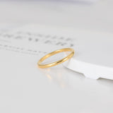 TRUMIUM 2mm 24K Gold Plated Tungsten Rings for Women Plain Thin High Polish Engagement Wedding Band Size 8