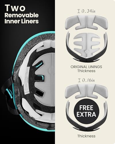OutdoorMaster Skateboard Cycling Helmet - Two Removable Liners Ventilation Multi-Sport Scooter Roller Skate Inline Skating Rollerblading for Kids, Youth & Adults