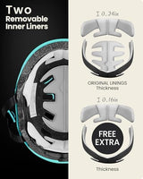OutdoorMaster Skateboard Cycling Helmet - Two Removable Liners Ventilation Multi-Sport Scooter Roller Skate Inline Skating Rollerblading for Kids, Youth & Adults