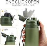 Collapsible Water Bottles 20oz, Leak Proof, BPA-Free, Foldable Silicone Travel Water Bottle with Straw Strap for Cycling, Hiking, Outdoors