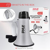 PYLE-PRO Portable Megaphone Speaker Siren Bullhorn - Compact and Battery Operated with 20 Watt Power, Microphone, 2 Modes, PA Sound and Foldable Handle for Cheerleading & Police Use-PMP23SL (Silver)