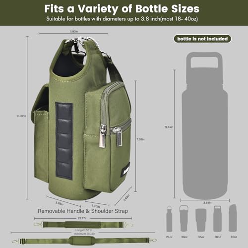 icolor Magnetic Gym Bag Water Bottle Carrier Holder with Phone Pockets & Shoulder Strap,5 Built-in Magnets Gym Bottle Pouch Sleeve,Magnetic Bag Gym Accessories Organizer for Men Women