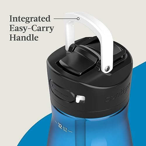 Contigo Ashland 2.0, 32oz Leak-Proof Water Bottle, Angled Straw & Lid Lock, Blue Poppy Color, Dishwasher Safe and Suitable for Travel