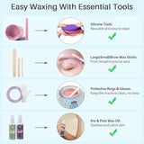BLITZWAX Brazilian and Bikini Waxing Kit for Women, Hard Wax Warmer for Face, Legs and Body, At Home Hair Removal Kit, Beginner Friendly, Effective on Coarse Hair, Pool Swirl Design