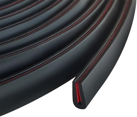 Rubber Edge Protector, Flexible U Channel Edge Trim, Peel & Stick Auto Door Guard, Black, 20Ft