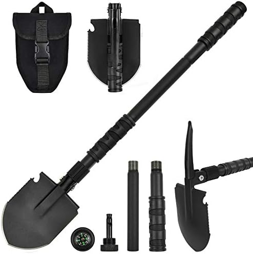 Folding Shovel, (24.21'') Camping Shovel, Survival Off Road E Tool Shovel, with Pickaxe, Portable Bag, High Carbon Steel, for Digging, Backpacking, Hiking, Gardening, Emergency, Outdoor
