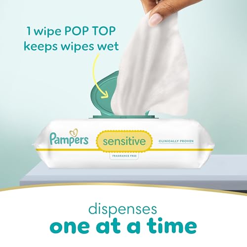 Pampers Baby Wipes, Sensitive, Water Based Wipe, Clinically Proven, Hypoallergenic, and Unscented for Babies, 1008 Wipes Total (12 Flip-Top Packs)