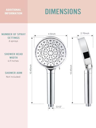 Cobbe Filtered Shower Head with Handheld, High Pressure 6 Spray Mode Showerhead with Filters, Water Softener Filters Beads for Hard Water - Remove Chlorine - Reduces Dry Itchy Skin, Chrome