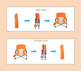 Low Beach Chair for Adults Beach Chair with Umbrella Folding Chair Detachable SPF 50+ Umbrella, Armrests, Cup Holder, Portable Sand Chair (2-Pack Orange)