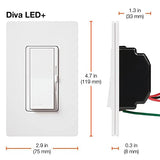Lutron Diva LED+ Dimmer Light Switch for Dimmable LED, Halogen, and Incandescent Bulbs, 150 Watt, Single-Pole or 3-Way, DVCL-153P-WH, White