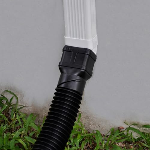 7ft Long Gutter Downspout Extensions, 3" Gutter Downspout Extender Pipe for 2"×3" Downspout and 3"×4" Downspout, Flexible Pipe Stretched Length 7ft, Black,2-Pack