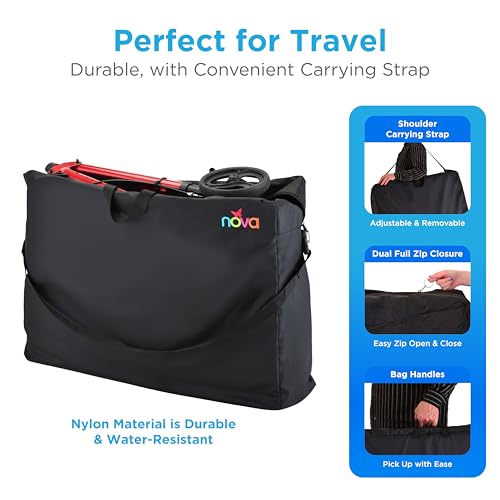 NOVA Medical Products Extra-Large Carry & Travel Bag for Rollator Walkers & Transport Chairs, Black, 1 Count
